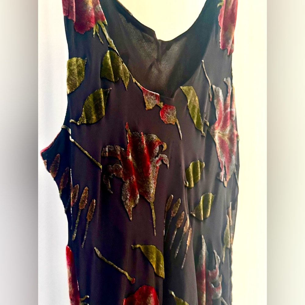 Vintage 90s Silk Velvet Burnout Maxi Dress Fairy